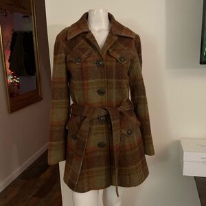 Nordstrom Maria D Plaid Wool Blend Coat S